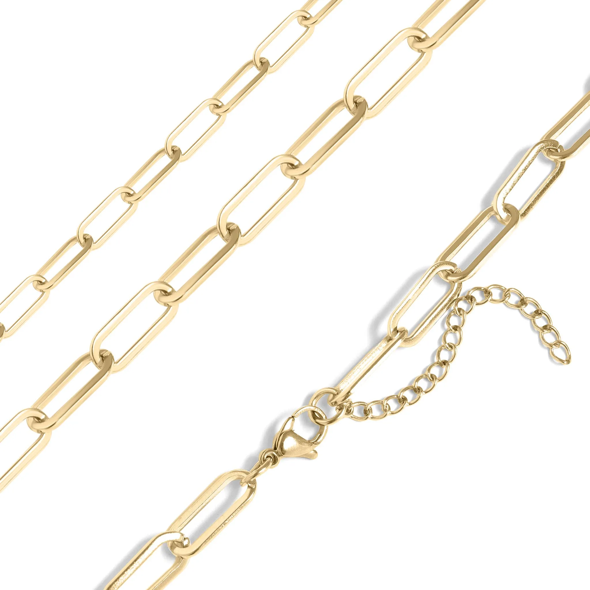 18K Gold Paperclip Chain Necklace 14 02" / 4mm