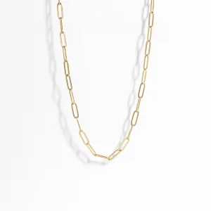 18K Gold Paperclip Chain Necklace 14 02" / 4mm