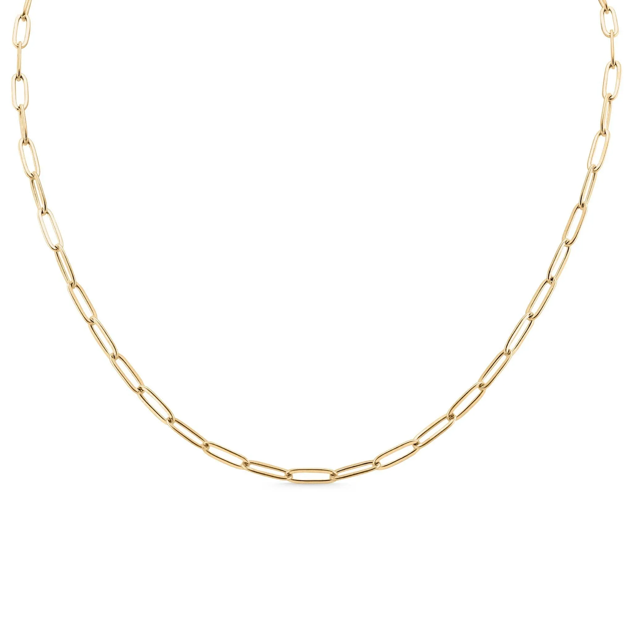 18K Gold Paperclip Chain Necklace 14 02" / 4mm