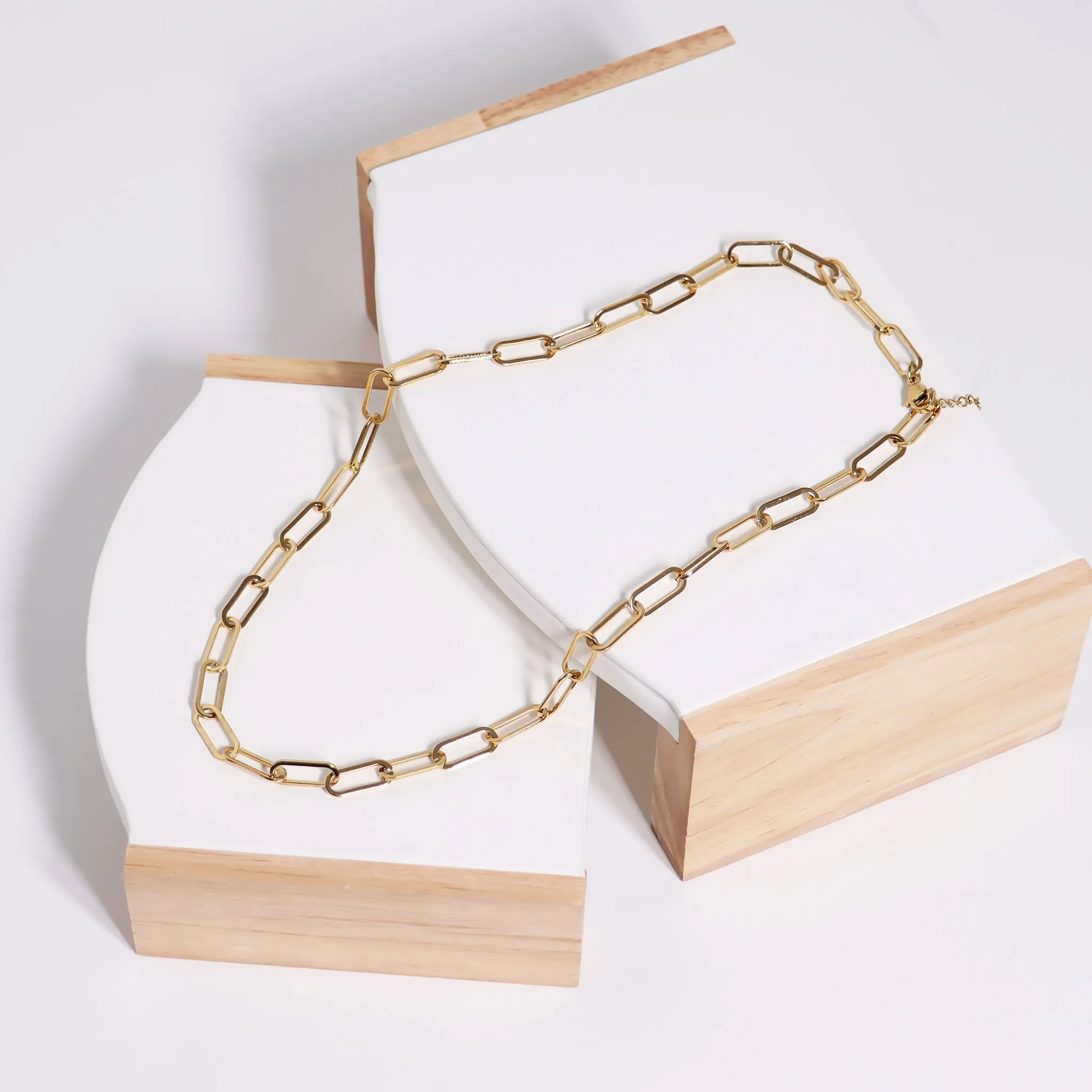 18K Gold Paperclip Chain Necklace 14 02" / 4mm