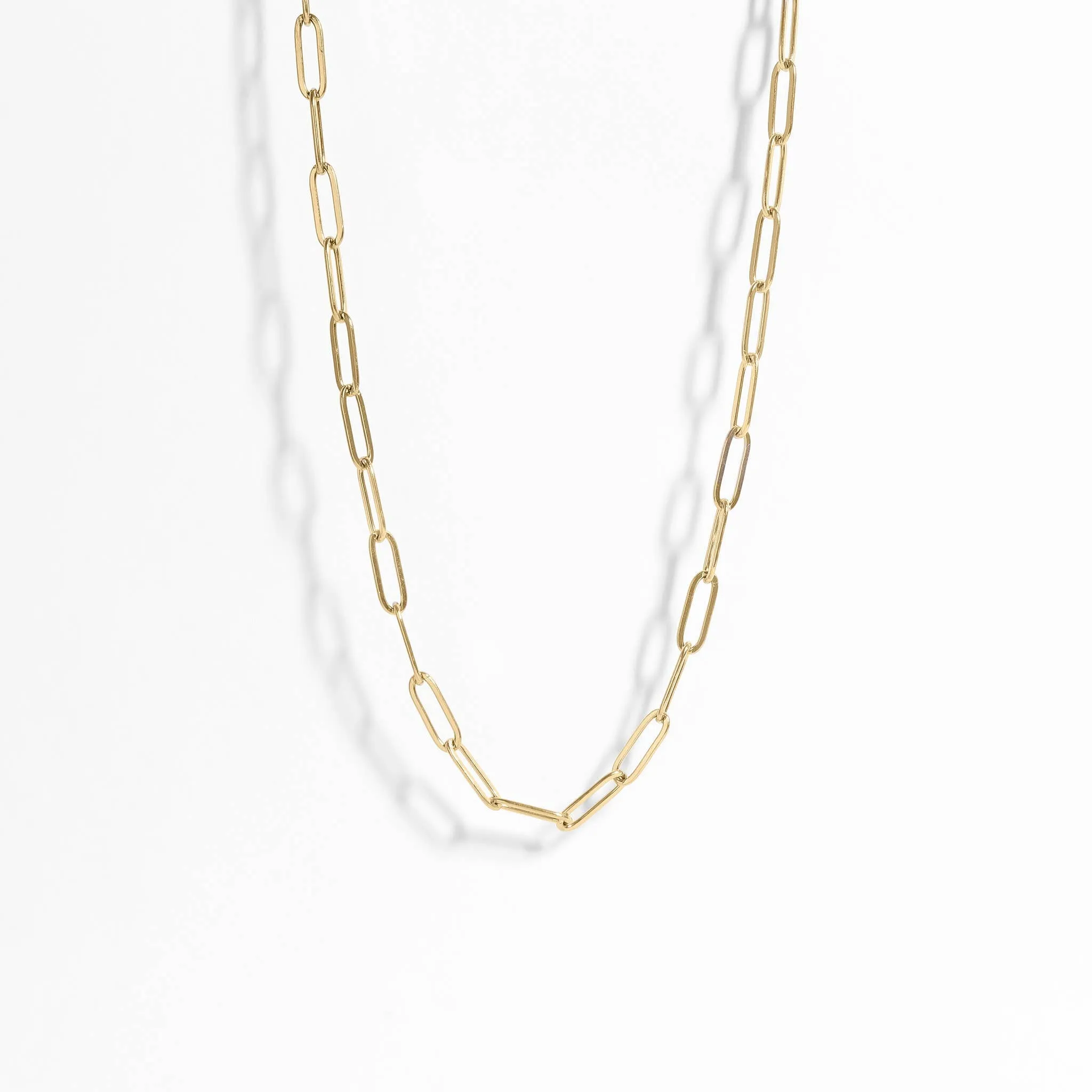 18K Gold Paperclip Chain Necklace 14 02" / 4mm