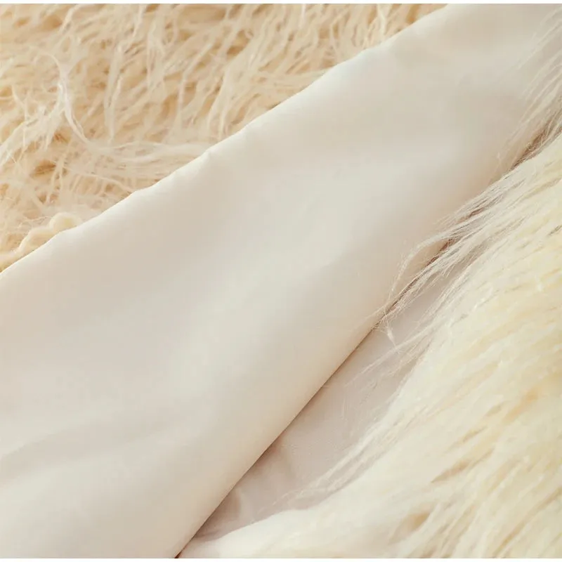 2024 Winter New Fashion Solid Fluffy Fur Coat Women High Street Luxury Lapel Collar Faux Fur Jacket Female Casual Overcoats
