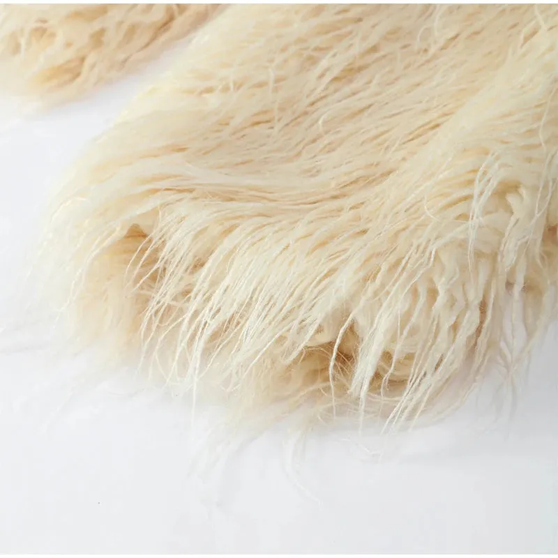 2024 Winter New Fashion Solid Fluffy Fur Coat Women High Street Luxury Lapel Collar Faux Fur Jacket Female Casual Overcoats