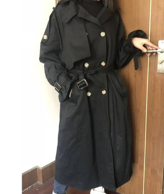 5 Colors spring casual loose cotton trench coat with sashes oversize double breasted vintage cloak overcoats windbreaker