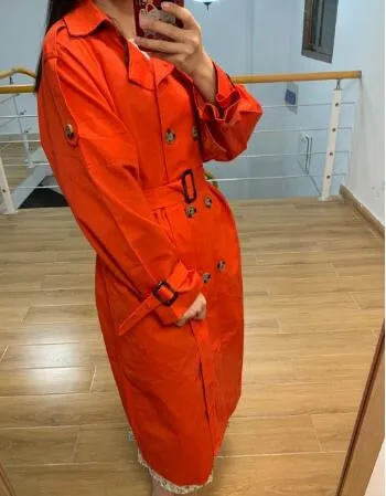 5 Colors spring casual loose cotton trench coat with sashes oversize double breasted vintage cloak overcoats windbreaker