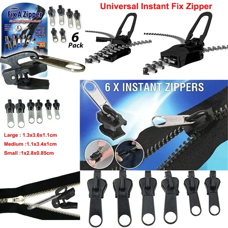 6/12/18pcs Universal Instant Zipper Repair Kit Replacement Zipper Sliding Teeth Rescue Zipper For 3 Different Size