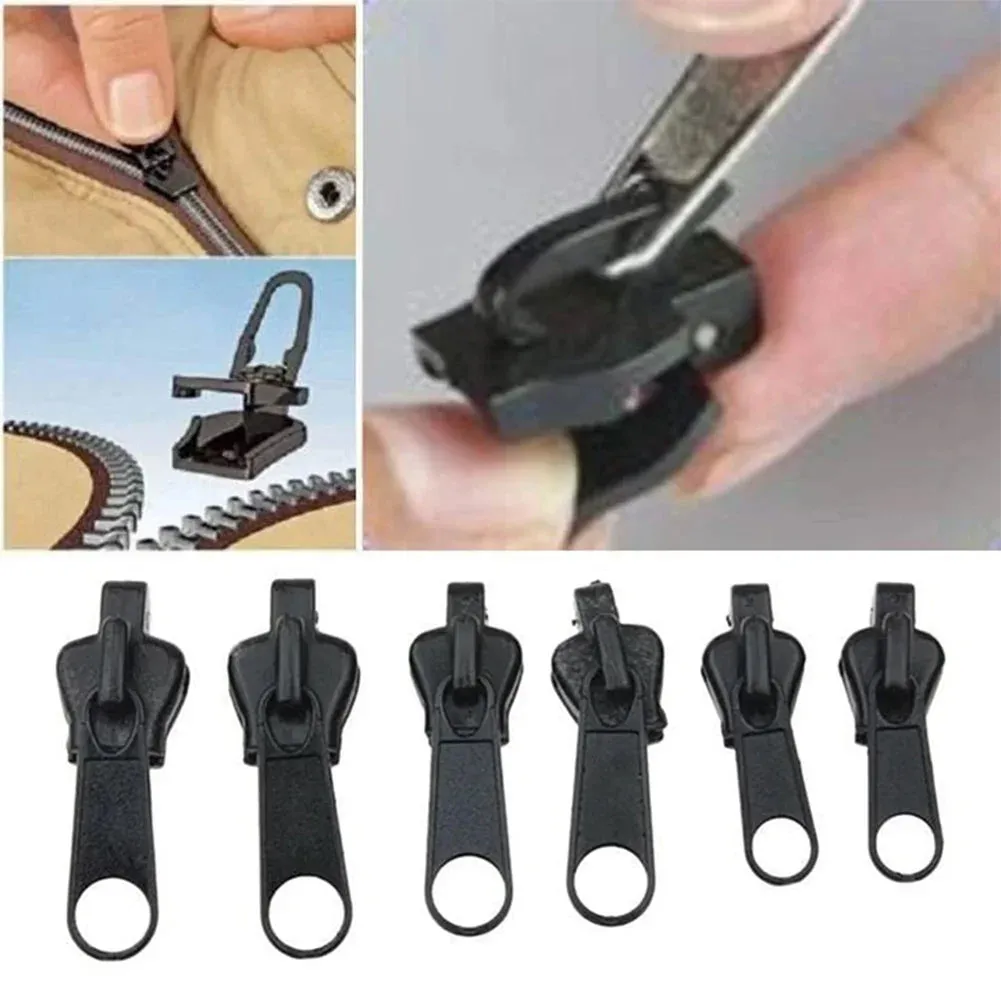 6PCS Universal Instant Fix Zipper Repair Kit Replacement Zip Slider Teeth Rescue New Design Zippers For Sewing Clothes