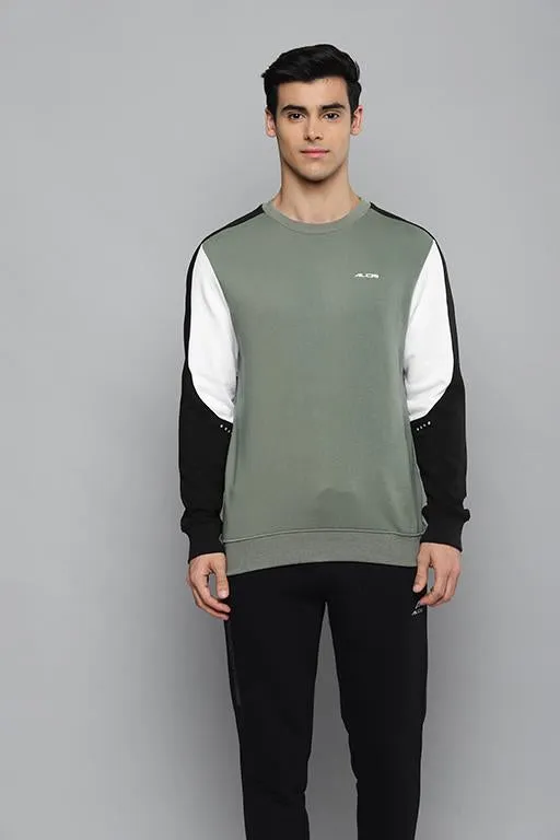 Alcis Men Olive Green Solid Sweatshirt