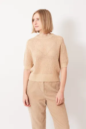 Allude Half Sleeve Open Weave Sweater