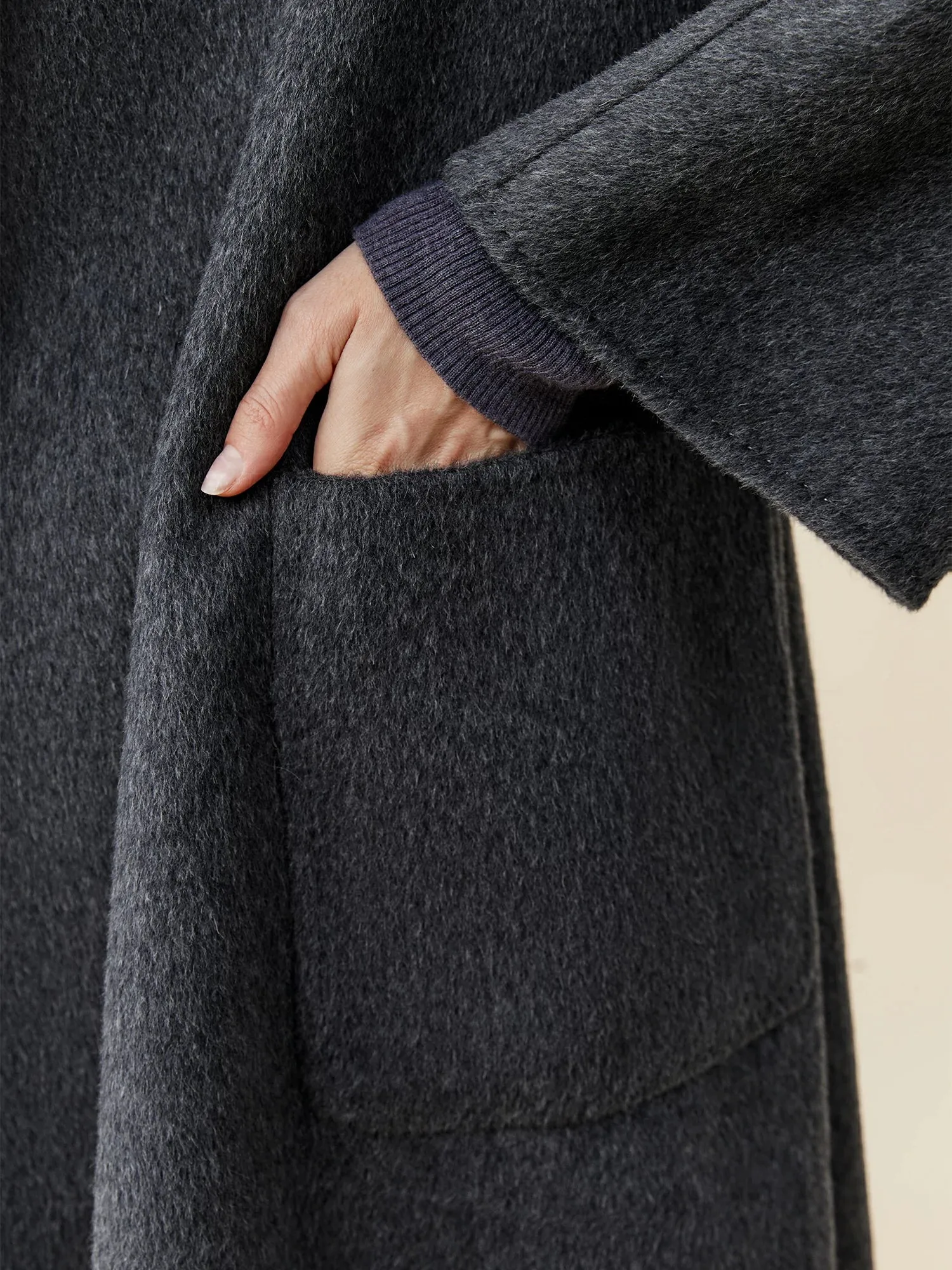 Amoretu 70.9% Wool Notched Lapel Long Sleeve Classic Coat