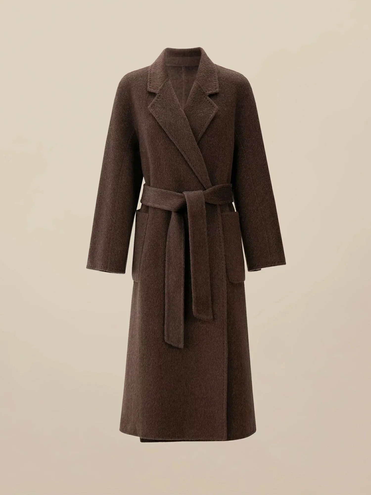 Amoretu 70.9% Wool Notched Lapel Long Sleeve Classic Coat
