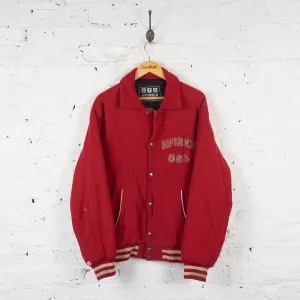 Avirex USA Varsity Bomber Jacket - Red - L