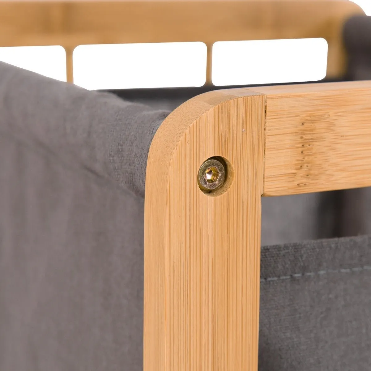 Bamboo Wood Frame Laundry Hamper with Cotton Blend Clothes Bag