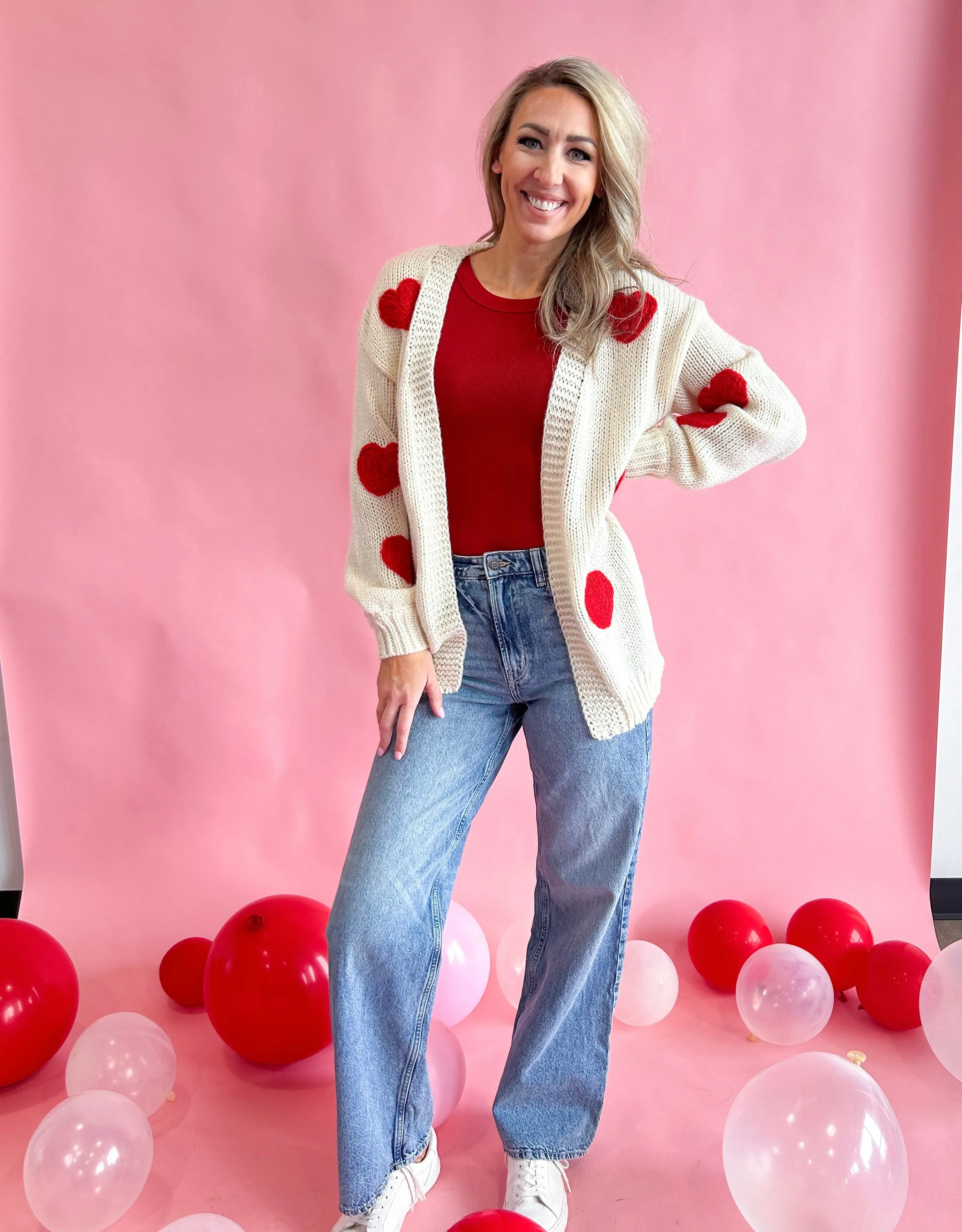 Be Mine Heart Embroidered Knit Cardigan