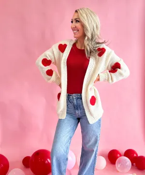 Be Mine Heart Embroidered Knit Cardigan