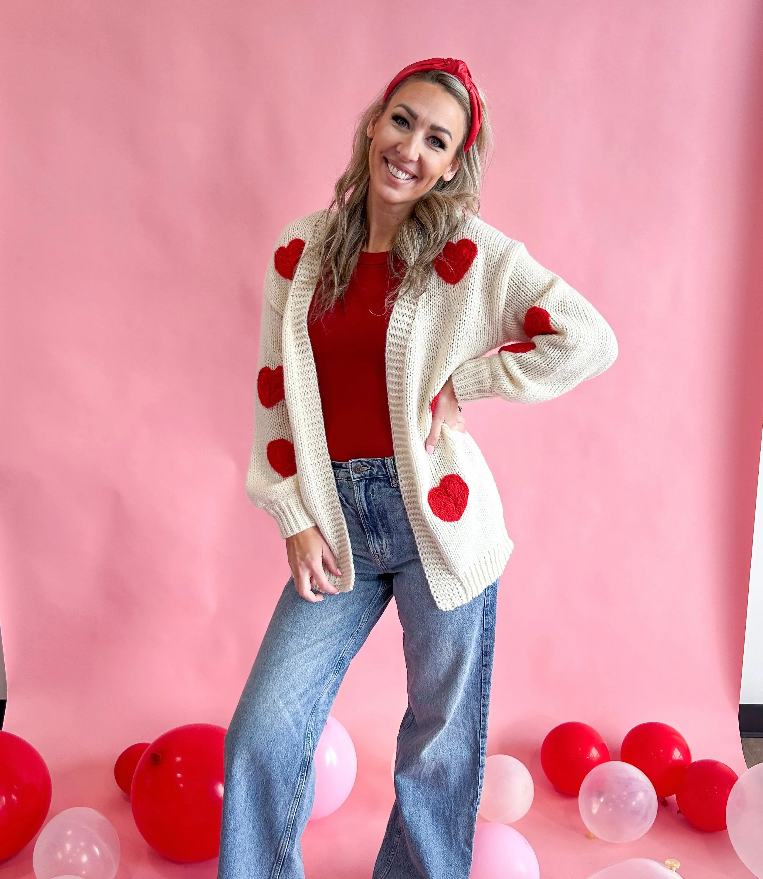 Be Mine Heart Embroidered Knit Cardigan