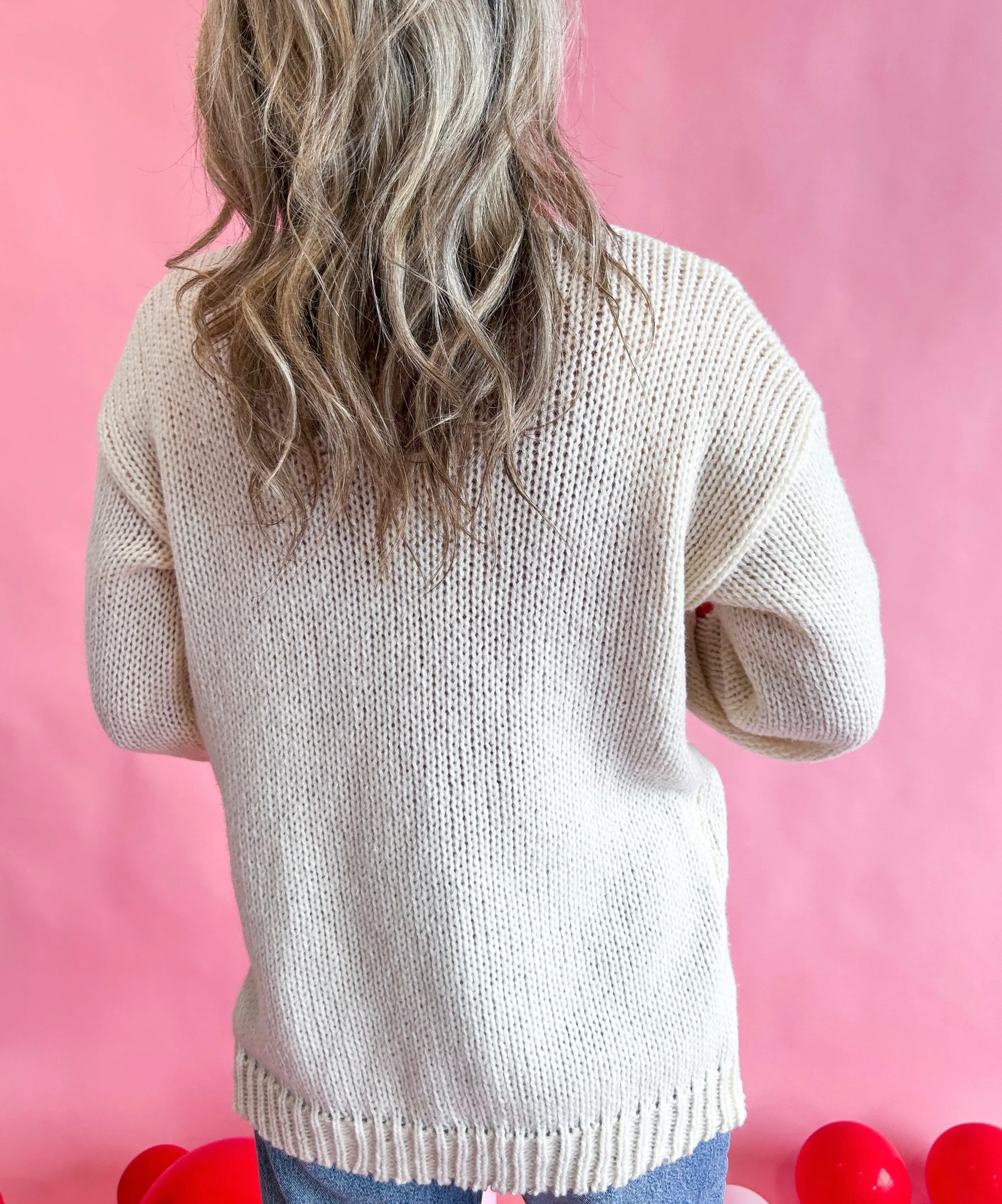 Be Mine Heart Embroidered Knit Cardigan