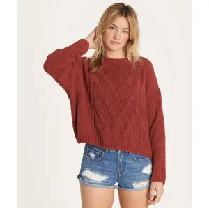 Billabong Women's All Mine Super Soft Chenille Cable Knit Sweater | Henna