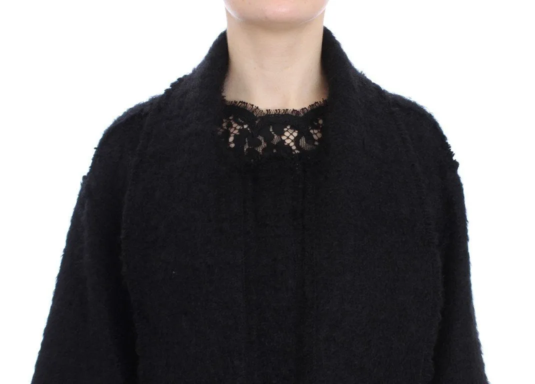 Black Wool Mohair Coat Jacket