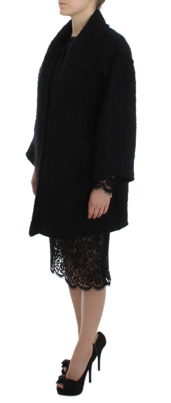Black Wool Mohair Coat Jacket