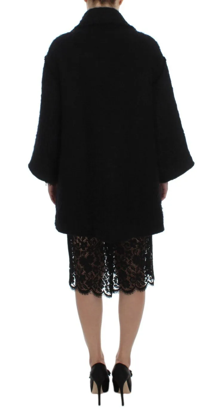Black Wool Mohair Coat Jacket