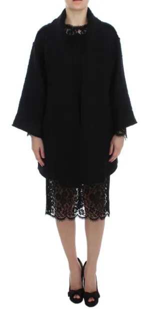 Black Wool Mohair Coat Jacket