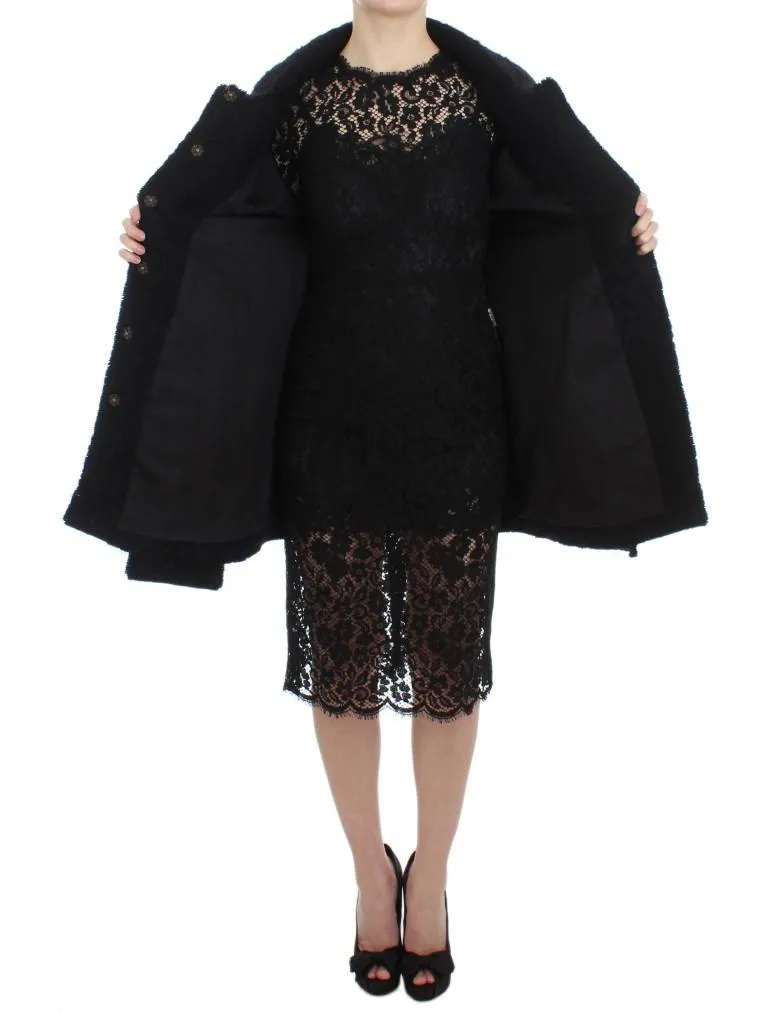 Black Wool Mohair Coat Jacket
