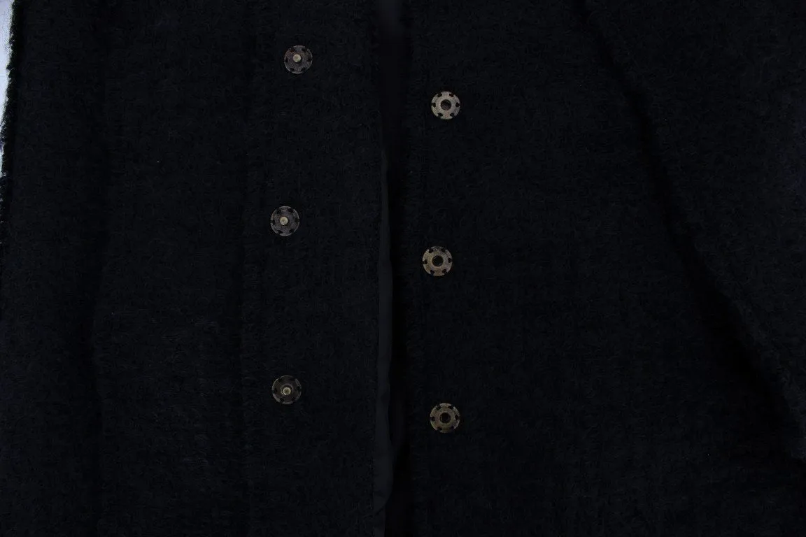 Black Wool Mohair Coat Jacket