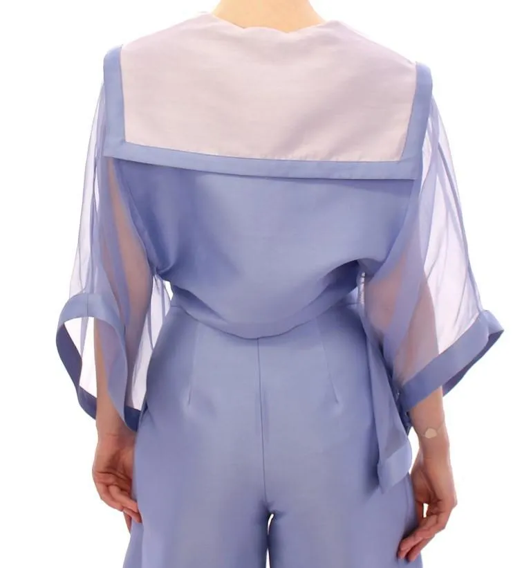 Blue silk short jacket