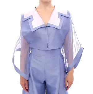 Blue silk short jacket
