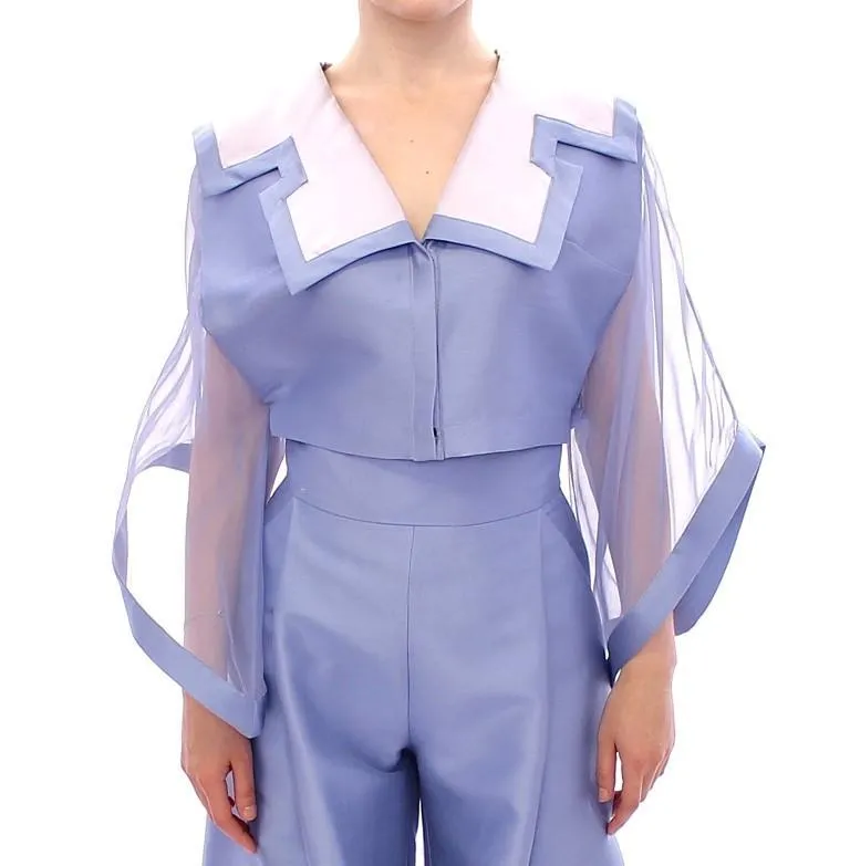 Blue silk short jacket
