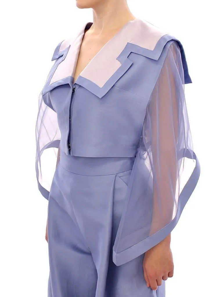Blue silk short jacket