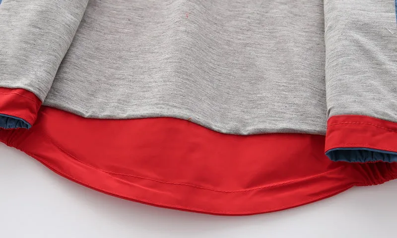 Boys Summer Hooded Windbreaker With Pocket & Zipper - Red, Yellow, Green