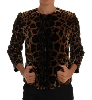 Brown Leopard Print Silk Jacket