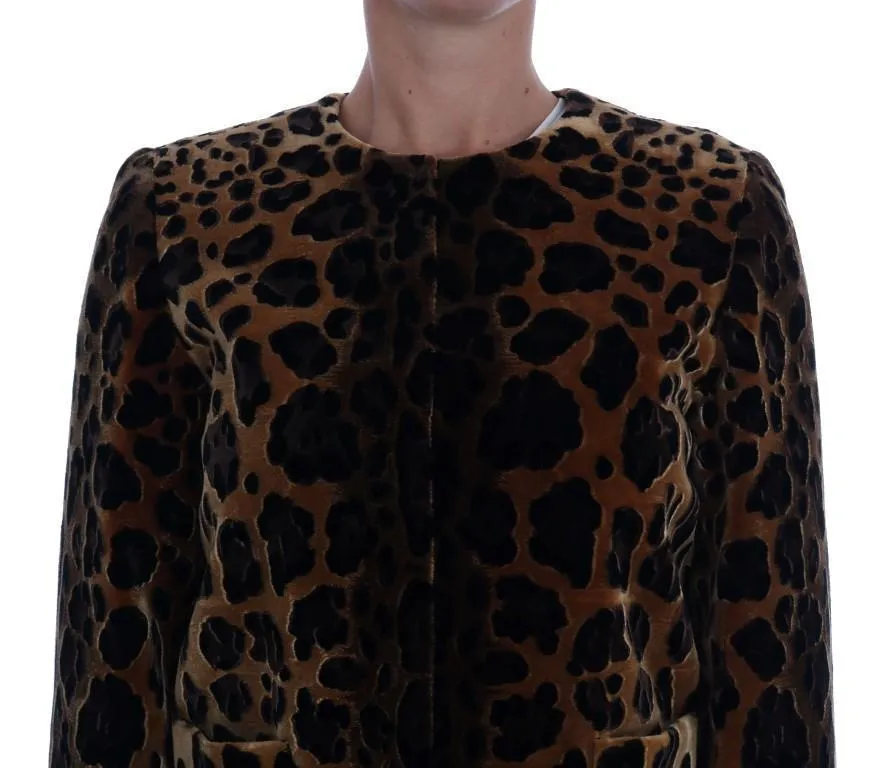 Brown Leopard Print Silk Jacket