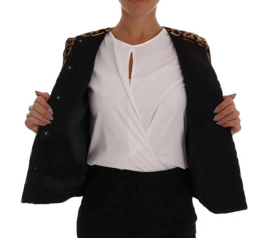 Brown Leopard Print Silk Jacket