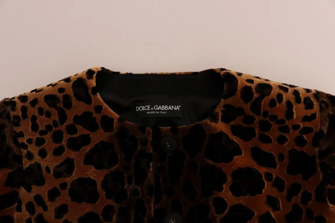 Brown Leopard Print Silk Jacket