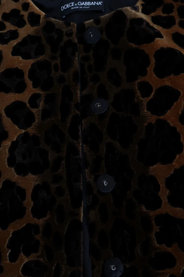 Brown Leopard Print Silk Jacket