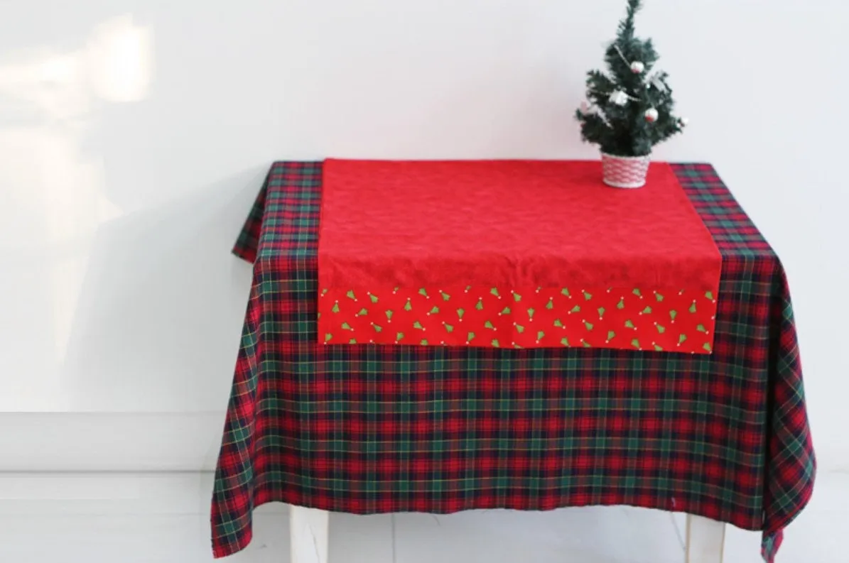 Brushed Cotton Red Green Plaid Christmas Fabric - Quality Korean Christmas Checkered Fabric - By the Yard /45679