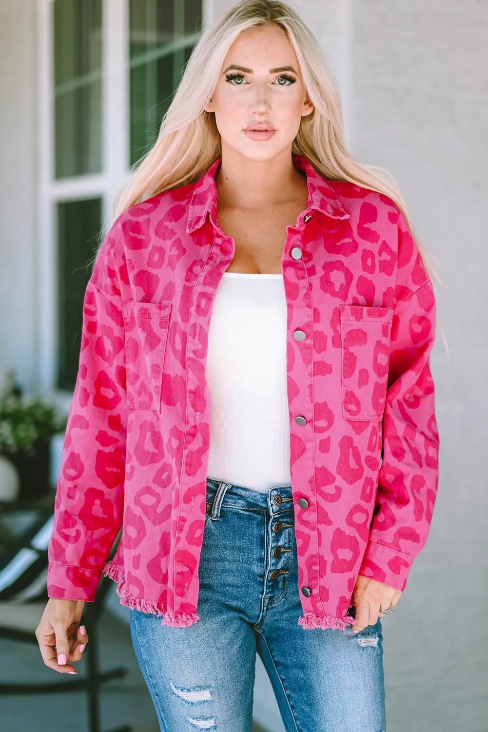 Button Cuffs Raw Hem Jacket