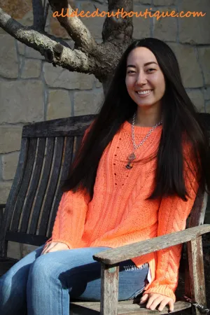 By Together | Cable Knit Sweater Orange