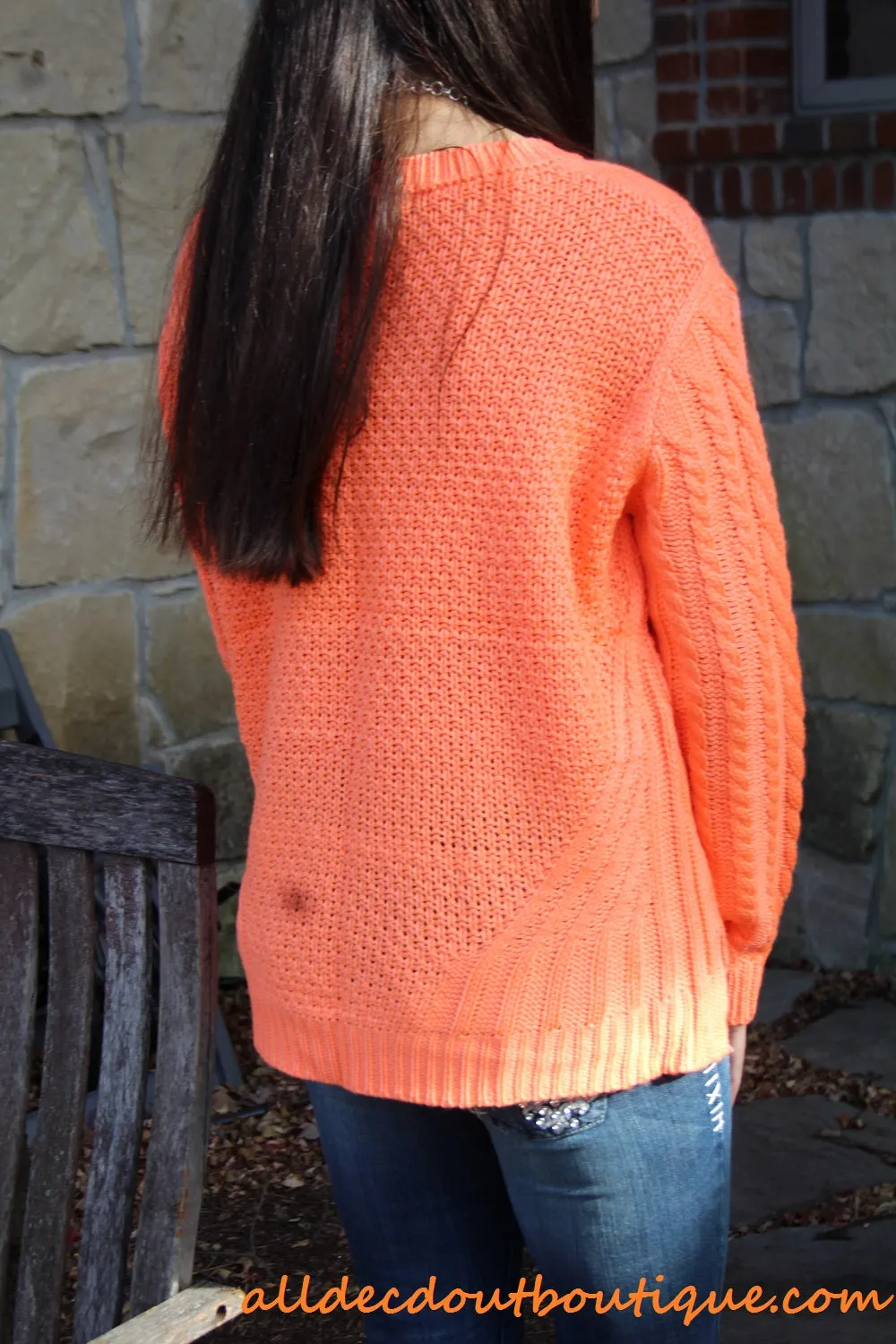 By Together | Cable Knit Sweater Orange
