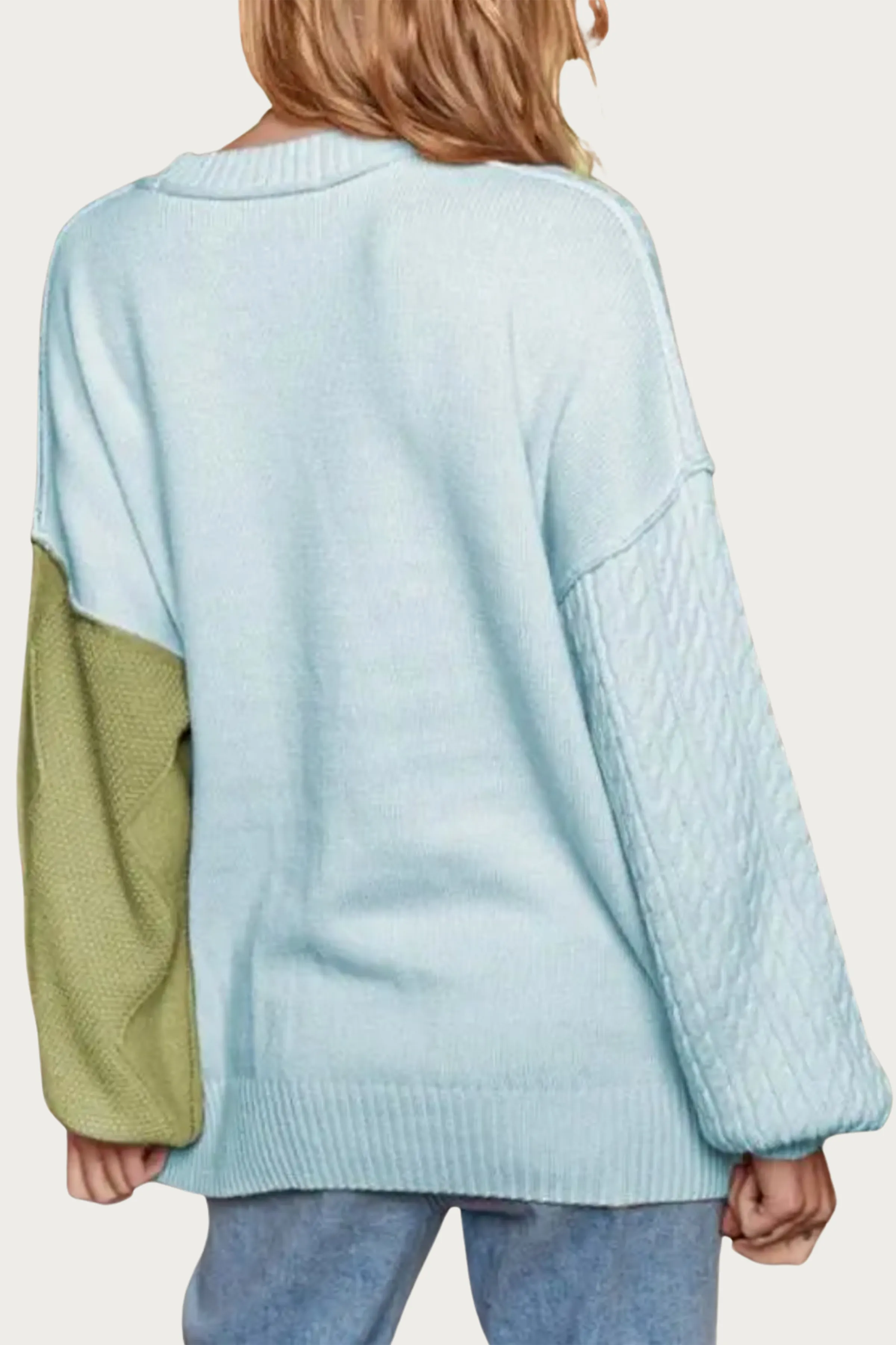 CABLE-KNIT COLORBLOCK SWEATER