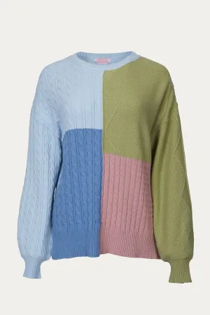 CABLE-KNIT COLORBLOCK SWEATER