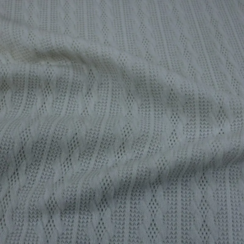 Cable Knit Fabric Ivory 150 cm