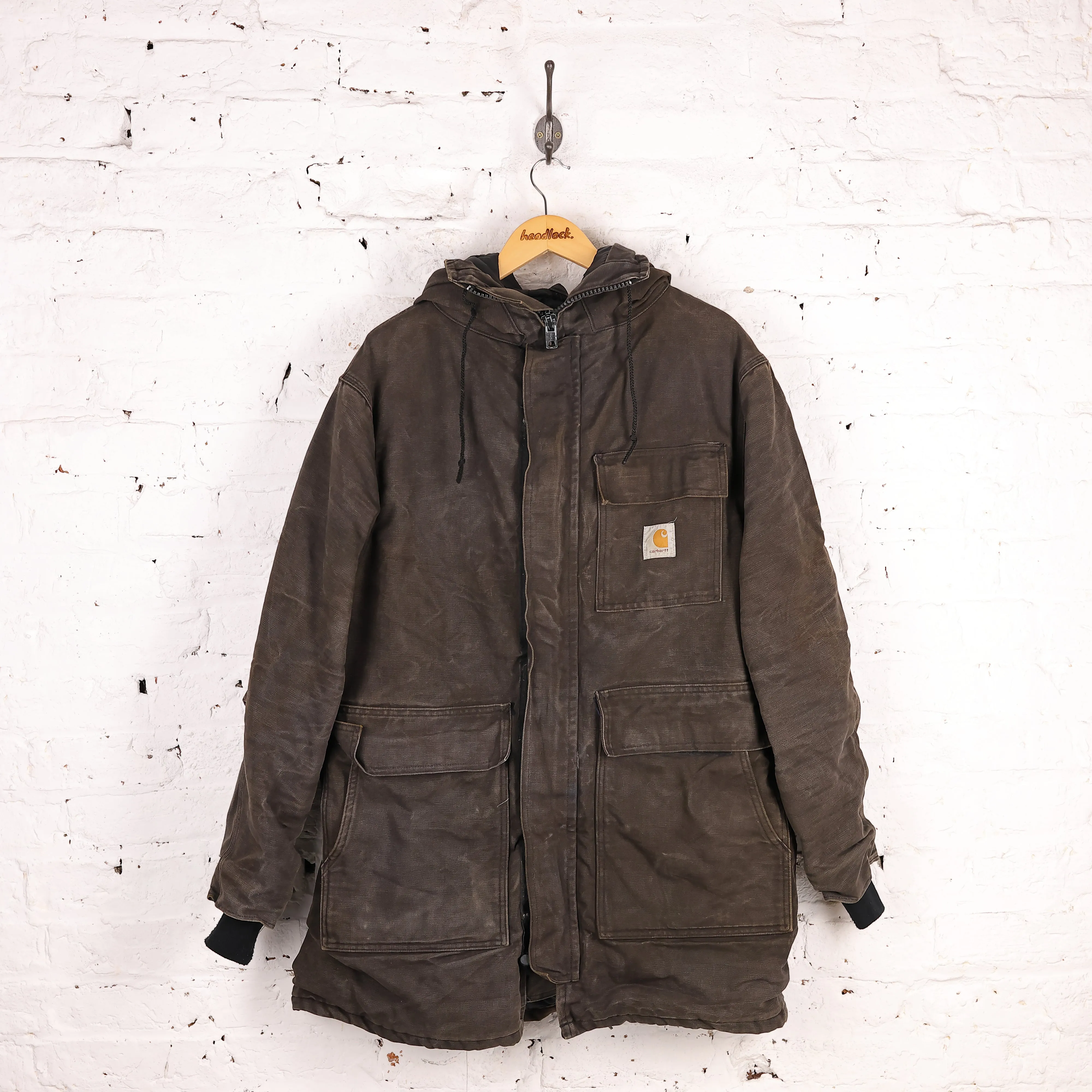 Carhartt Hooded Lined Work Jacket - Black - XL