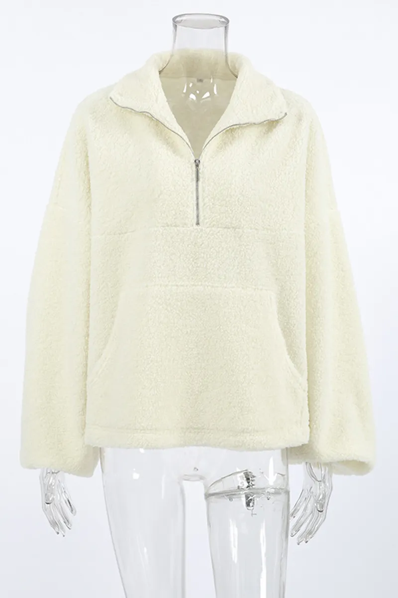 Casual Daily Pocket Zipper Turndown Collar Hoodies