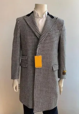 Chesterfiled Overcoat - Chesterfiled Three Qurter Men's Coat Topcoat   Black and White