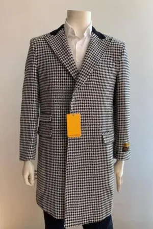 Chesterfiled Overcoat - Chesterfiled Three Qurter Men's Coat Topcoat   White and Black