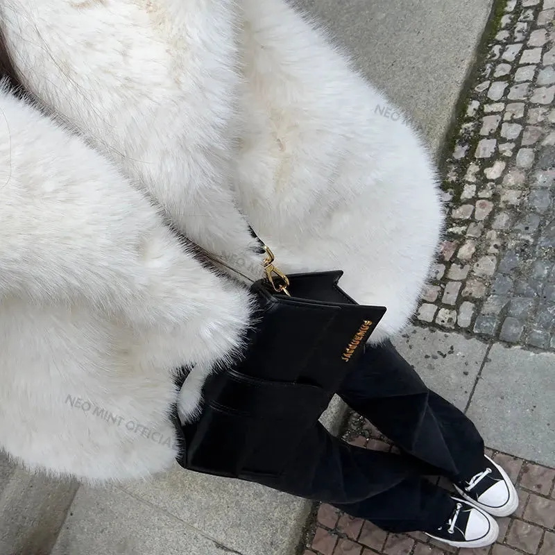 Chic Snow  Street Winter Fox Girls Complete catalog Faux White Women Mountain Fur Fur Fashion Furry Coat Collar Fluffy Hot Global delivery Jacket